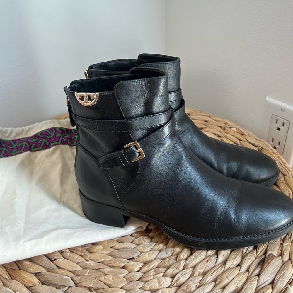 Tory Burch Sidney Black Leather Booties